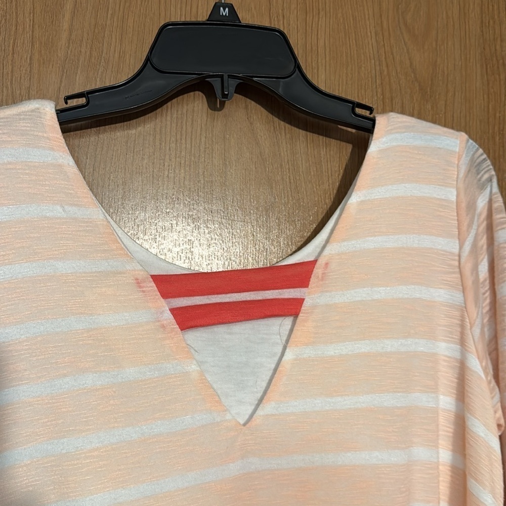 Striped Peach and Coral Women's Top size Medium new Puella asymmetrical - Picture 6 of 6